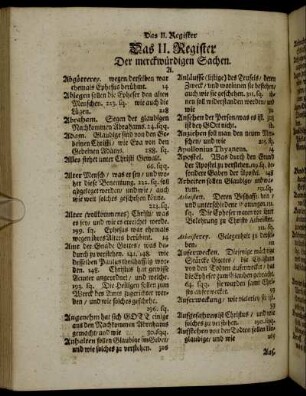 Das II. Register Der merckwürdigen Sachen