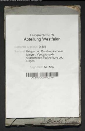 Erteilung der Schuldkonsense für den Kolonen Kaldemeier, Westerbauerschaft, Kirchspiels Ladbergen