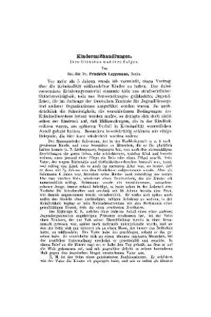 Kindermißhandlungen : ihre Ursachen und Folgen
