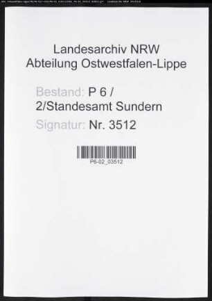 Sterberegister Standesamt Sundern