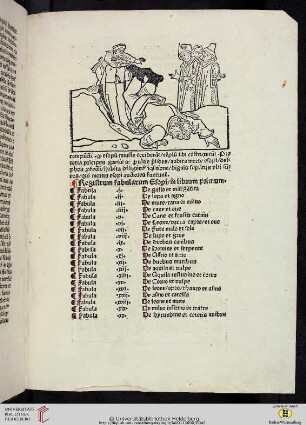 Registrum fabularum Esopi in librum primum
