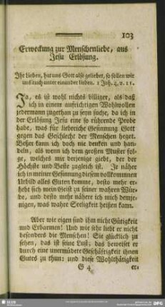 Erweckung zur Menschenliebe, aus Jesu Erlösung