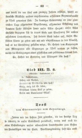 Toast vom Obervorsteher vom Boyneburgk.