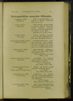 Lichtempfindliche organische Silbersalze