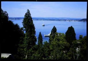 Insel Mainau: vom oberen Schlossbalkon auf See, Richtung Überlingen