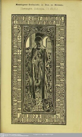 Messingene Grabplatte im Dom zu Meissen. Herzogin Sidonia († 1510)