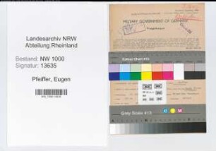 Entnazifizierung Eugen Pfeiffer, geb. 15.07.1896 (Kaufmann)