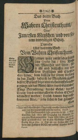 Vorrede Uber das dritte Buch Vom Wahren Christenthum
