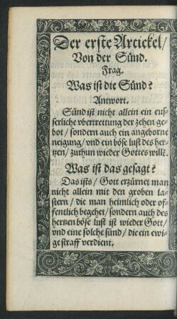 Der erste Artickel/ Von der Sünd.