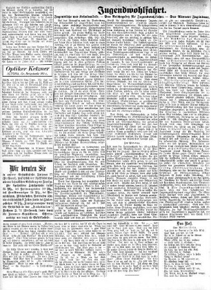 Jugendwohlfahrt. Jugendliche und Kriminalität. - Das Reichsgesetz für Jugendwohlfahrt. - Das Altonaer Jugendamt.