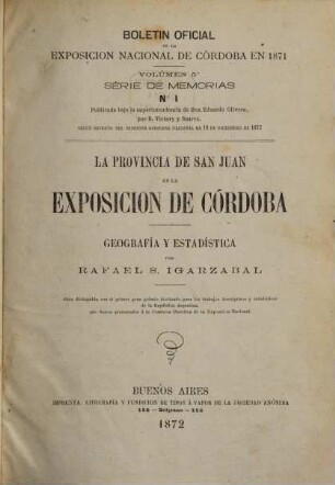 Boletin de la Exposicion Nacional en Córdoba en 1871 : Publicacion oficial Director D. Bartolomé Victory y Suarez, 5