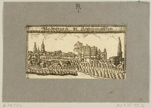 Stadtansicht von Waldenburg an der Zwickauer Mulde in Sachsen, Residenz der Fürsten von Schönburg-Waldenburg, links Kirch- und Rathaustürme, rechts das Schloss
