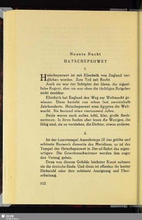 Neunte Nacht: Hatschepsowet