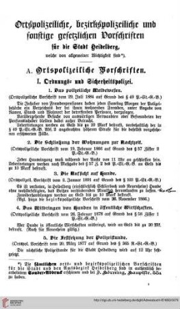 Ortspolizeiliche Vorschriften