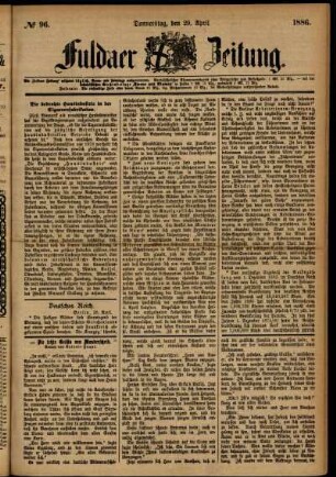 Ausgabe vom Donnerstag, den 29. April 1886.