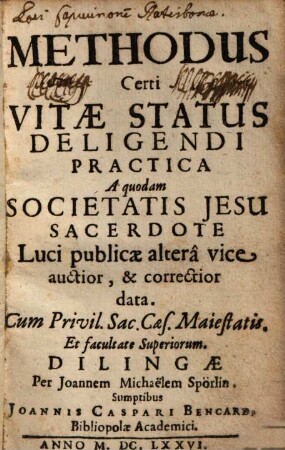 Methodus Certi Vitae Status Deligendi Practica