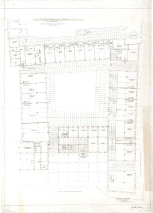 Gsaenger, Gustav; München, Theatinerstr.; Bayerisches Kultusministerium, Erweiterung - Erweiterungsbau, Bauentwurf (Grundriss EG)