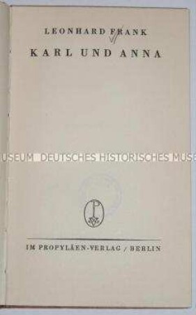 Erstausgabe einer Novelle von Leonhard Frank