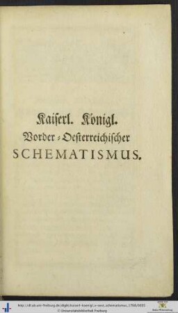 Kaiserl. Königl. Vorder-Oesterreichischer Schematismus.