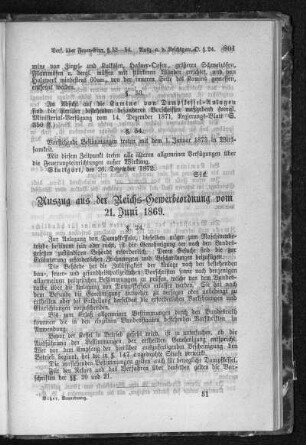 Auszug aus der Reichs-Gewerbeordnung vom 21. Juni 1869