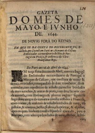 Gazeta do mes. 1644, Mayo/Junho