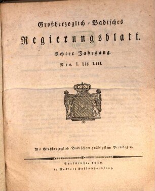 Großherzoglich Badisches Regierungsblatt. 1810