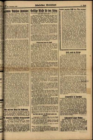 Zweite Ausgabe vom Mittwoch, den 29. November 1939.