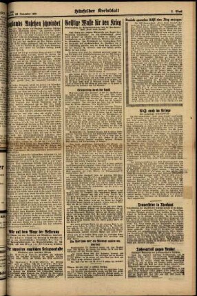 Zweite Ausgabe vom Mittwoch, den 29. November 1939.