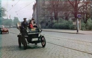 Oldtimer auf der Antonstraße, Nähe Neustädter Bahnhof zur Veteranenrallye in Dresden 1962