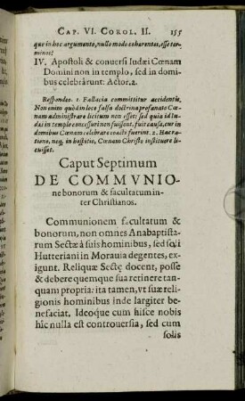 Caput Septimum De Communione bonorum & facultatuminter Christianos.