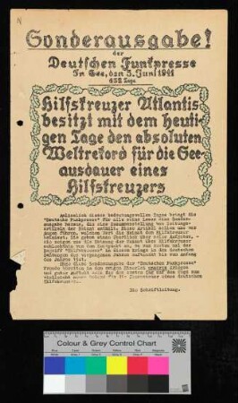 Sonderausgabe! Der Deutschen Funkpresse in See, den 5. Juni 1941