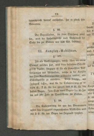 III. Kanzley-Gebühren.