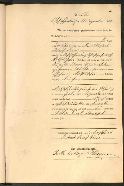 Standesamtsbuch der Stadt Aschaffenburg: Geburten 365/1900 - 184/1901