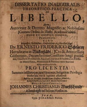 Dissertatio Inauguralis TheoreticoPractica De Libello