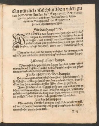 Ein nutzlich Büchlin Von vilen guten bewerten stucken der Ertzney/ wider manicherley gebrechen und kranckhaiten ...