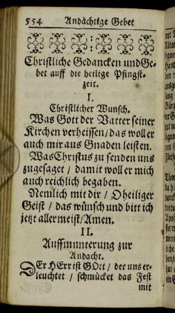 Christliche Gedancken und Gebet auff die heilige Pfingstzeit.