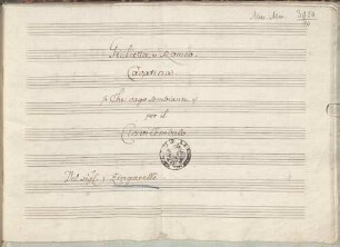 Giulietta e Romeo, Excerpts. Arr, S, cemb - BSB Mus.ms. 3954#Beibd.10 : [title page:] Giuletta, e Romeo // Che vago sembiante // per il // ClaviCembalo // Del Sig r Zingarelli