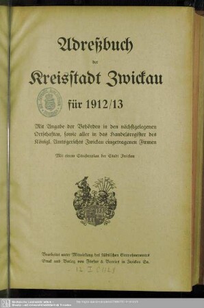1912/13(1912): Adreßbuch der Kreisstadt Zwickau