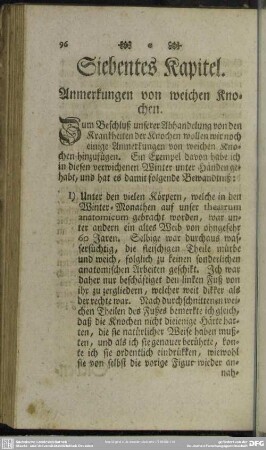 Siebentes Kapitel. Anmerkungen von weichen Knochen