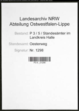 Sterberegister Standesamt Oesterweg