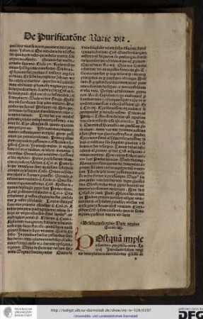 De festo purificationis Marie virginis.