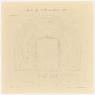 Fußballstadion in der Kongresshalle, Nürnberg: Grundriss Sockelgeschoss (Tunneleingänge), ca. 1:625