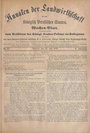 No. 30. Berlin, den 27. Juli 1870. X. Jahrgang.