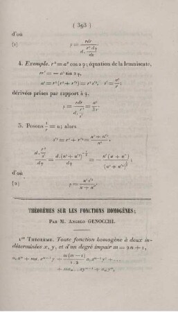 Théorèmes sur les fonctions homogènes.