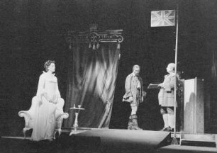 Szenenbilder aus "Das verlorene Gesicht" von G. Weisenborn, Regie H. Lietzau, mit C. Raddatz u.a., Schloßparktheater Berlin, Uraufführung 20.04.1956