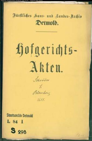 Schröder, Georg Henrich gegen Stadt Blomberg - Schuldforderung
