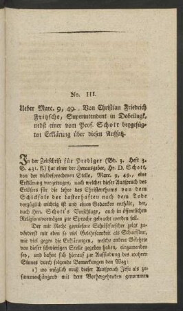 No. III. Ueber Marc. 9, 49. Von Christian Friedrich Fritzsche, ...