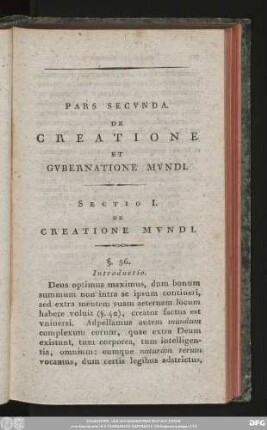 Sectio I. De Creatione Mundi.