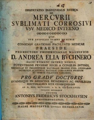 Diss. inaug. med. de Mercurii sublimati corrosivi usu medico interno