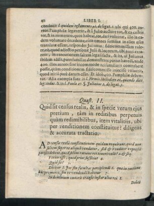 Quaest. II. Quid sit census realis, & in specie verum eius pretium, tam ...
